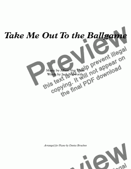 page one of Take Me Out To the Ballgame