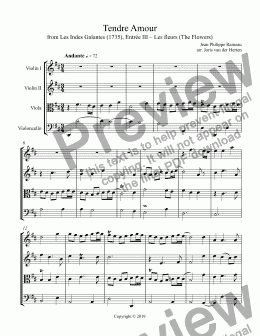 page one of Tendre Amour [wedding music] (string quartet)