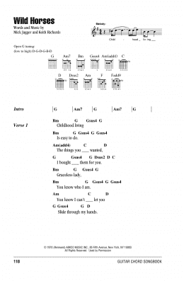 page one of Wild Horses (Guitar Chords/Lyrics)