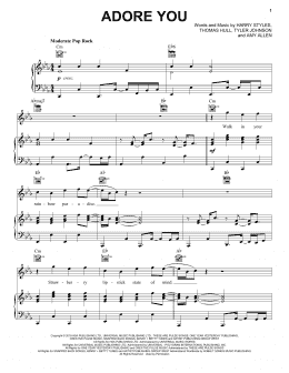 page one of Adore You (Piano, Vocal & Guitar Chords (Right-Hand Melody))