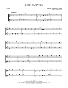 page one of Come Together (Violin Duet)