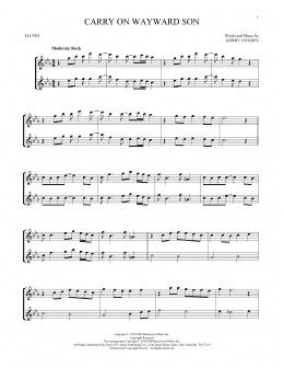 page one of Carry On Wayward Son (Flute Duet)