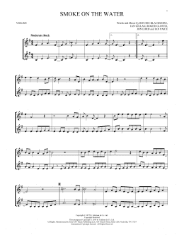 page one of Smoke On The Water (Violin Duet)