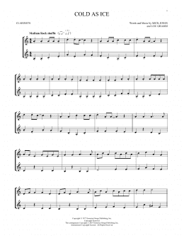 page one of Cold As Ice (Clarinet Duet)