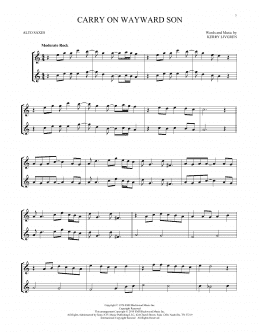 page one of Carry On Wayward Son (Alto Sax Duet)