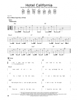 page one of Hotel California (Guitar Cheat Sheet)