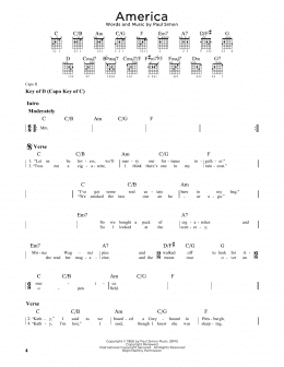 page one of America (Guitar Cheat Sheet)