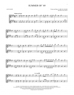 page one of Summer Of '69 (Alto Sax Duet)