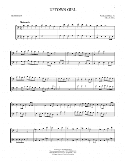 page one of Uptown Girl (Trombone Duet)