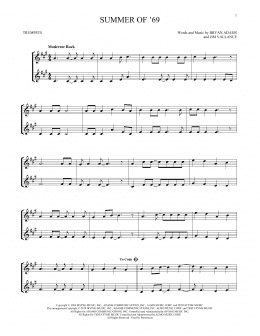 page one of Summer Of '69 (Trumpet Duet)