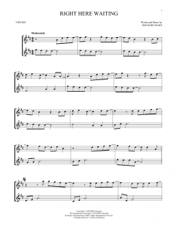 page one of Right Here Waiting (Violin Duet)