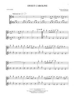 page one of Sweet Caroline (Alto Sax Duet)