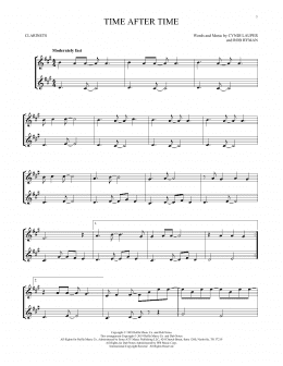 page one of Time After Time (Clarinet Duet)