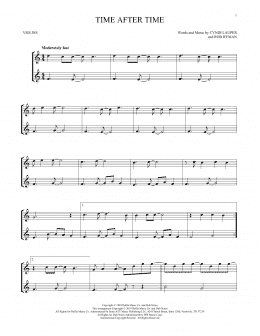 page one of Time After Time (Violin Duet)