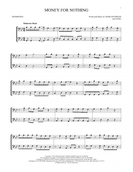 page one of Money For Nothing (Trombone Duet)