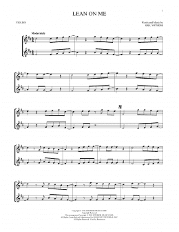 page one of Lean On Me (Violin Duet)