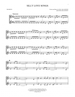 page one of Silly Love Songs (Trumpet Duet)