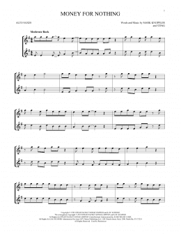 page one of Money For Nothing (Alto Sax Duet)