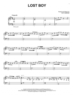 page one of Lost Boy (Piano Solo)