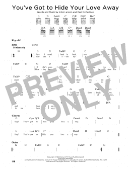 page one of You've Got To Hide Your Love Away (Guitar Cheat Sheet)