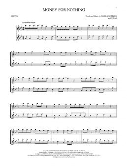 page one of Money For Nothing (Flute Duet)