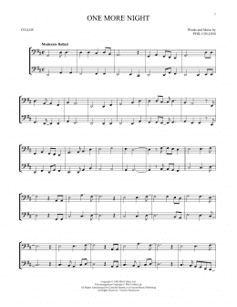 page one of One More Night (Cello Duet)