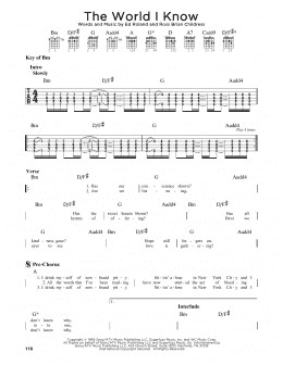 page one of The World I Know (Guitar Cheat Sheet)