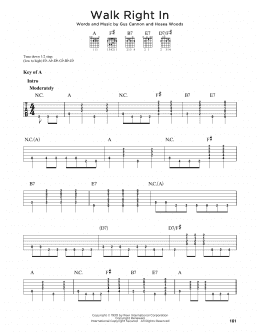 page one of Walk Right In (Guitar Cheat Sheet)