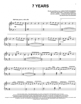 page one of 7 Years (Piano Solo)