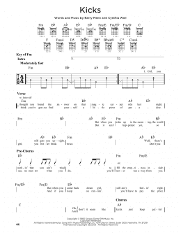 page one of Kicks (Guitar Cheat Sheet)