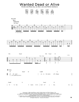 page one of Wanted Dead Or Alive (Guitar Cheat Sheet)