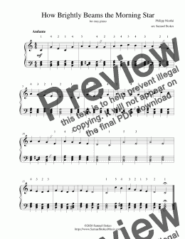 page one of How Brightly Beams the Morning Star (How Bright Appears the Morning Star) - for easy piano