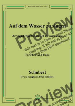 page one of Schubert-Auf dem Wasser zu singen,for Flute and Piano