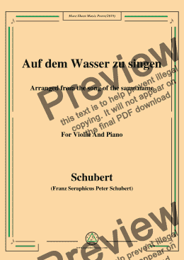 page one of Schubert-Auf dem Wasser zu singen,for Violin and Piano