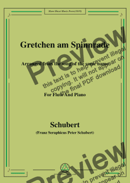 page one of Schubert-Gretchen am Spinnrade,for Flute and Piano