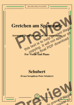 page one of Schubert-Gretchen am Spinnrade,for Violin and Piano