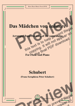 page one of Schubert-Das Mädchen von Inistore,for Flute and Piano