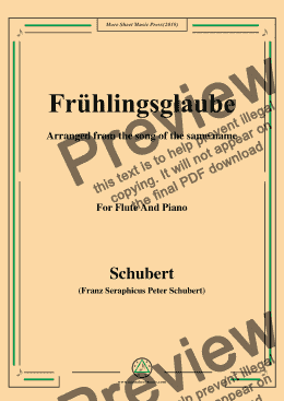 page one of Schubert-Frühlingsglaube,for Flute and Piano