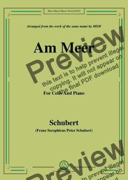 page one of Schubert-Am meer,for Cello and Piano