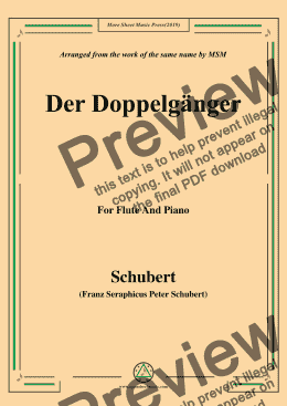 page one of Schubert-Doppelgänger,for Flute and Piano