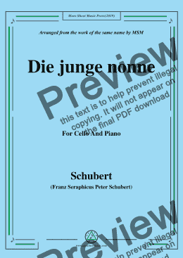 page one of Schubert-Die junge nonne,for Cello and Piano