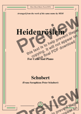 page one of Schubert-Heidenröslein,for Cello and Piano