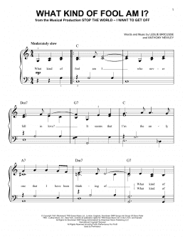 page one of What Kind Of Fool Am I? (Easy Piano)