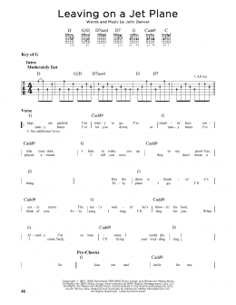 page one of Leaving On A Jet Plane (Guitar Cheat Sheet)