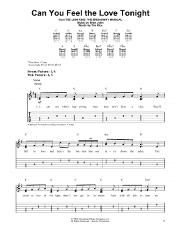 page one of Can You Feel The Love Tonight (from The Lion King) (Easy Guitar Tab)