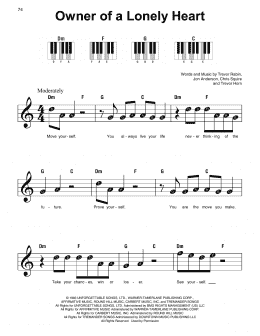 page one of Owner Of A Lonely Heart (Super Easy Piano)