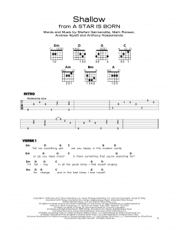 page one of Shallow (from A Star Is Born) (Really Easy Guitar)