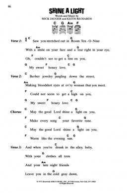 page one of Shine A Light (Guitar Chords/Lyrics)