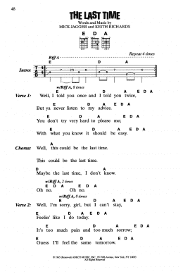 page one of The Last Time (Guitar Chords/Lyrics)