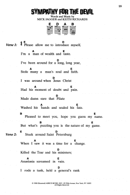 page one of Sympathy For The Devil (Guitar Chords/Lyrics)